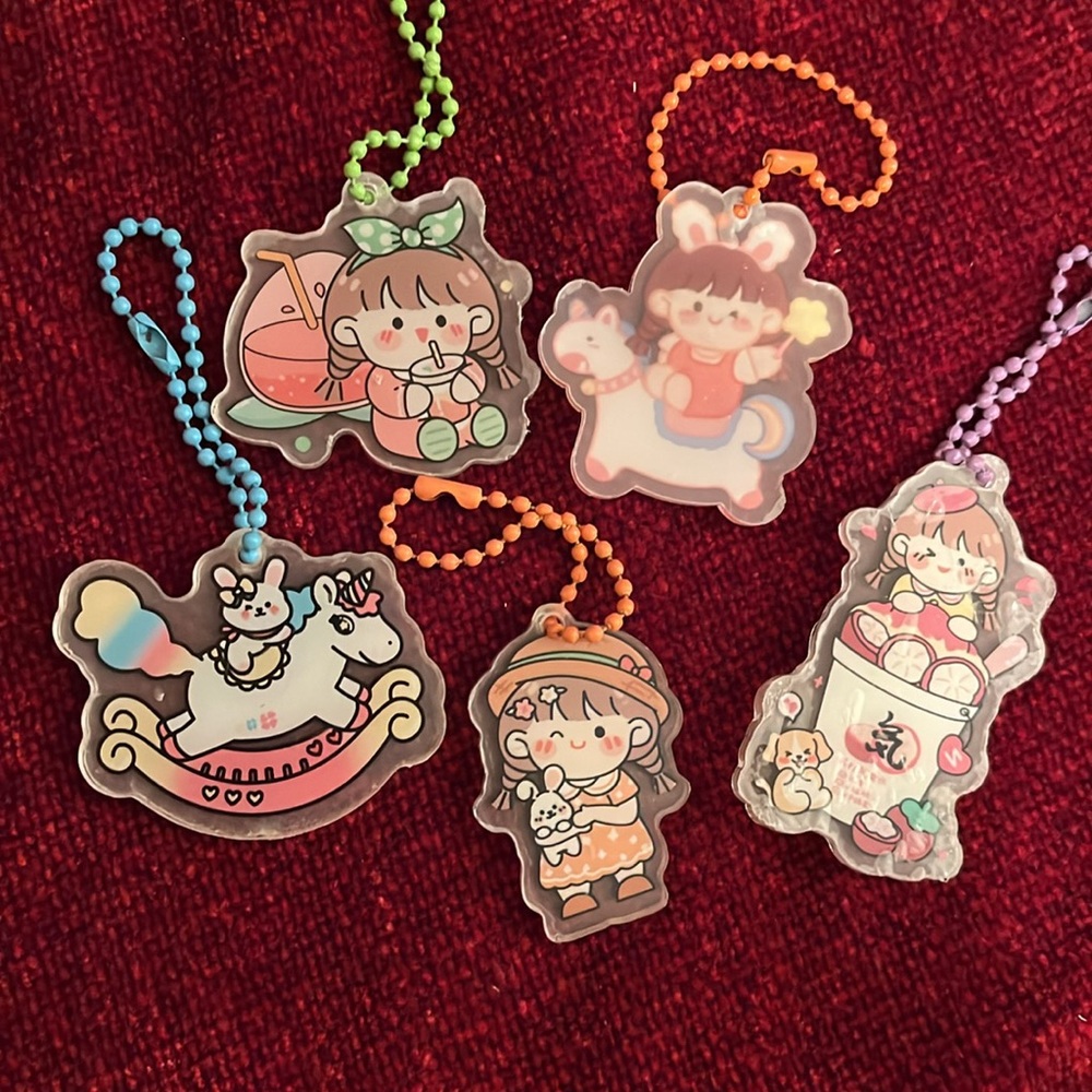 Set of 10 Kawaii-Style Cartoon Bag Charms, Keychains NEW - Picture 6 of 10